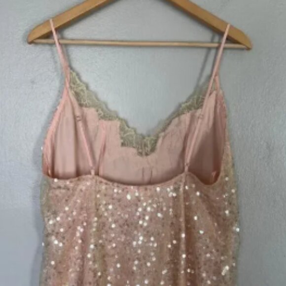 Brand New En Elly Sleeveless V-Neck Lace Sequin Slip Midi Dress - Picture 11 of 14